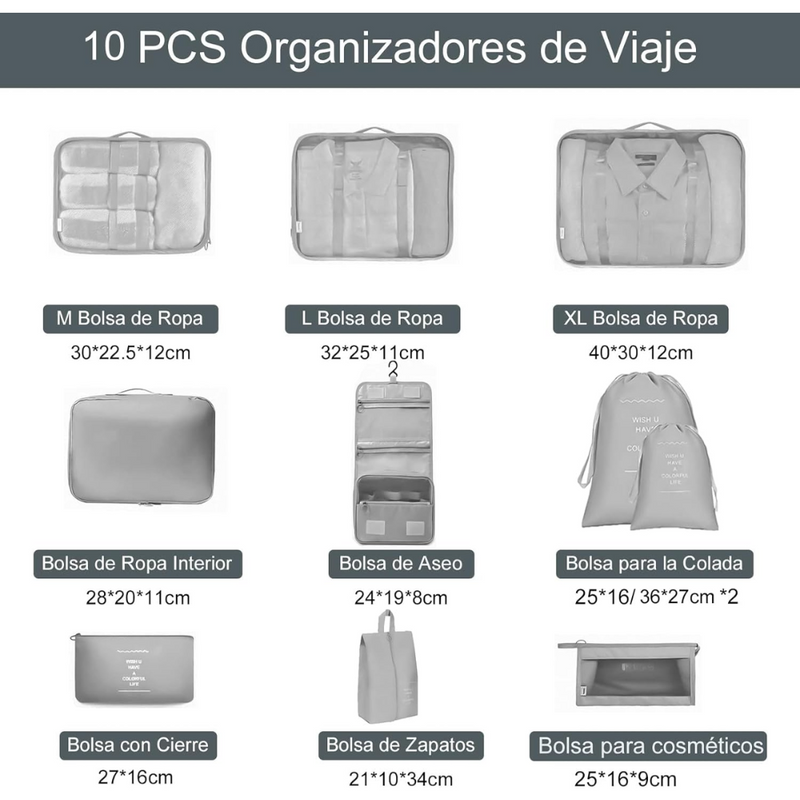 🧳🛫ENVÍO GRATIS Kit de 10 Organizadores para Ropa y Maleta
