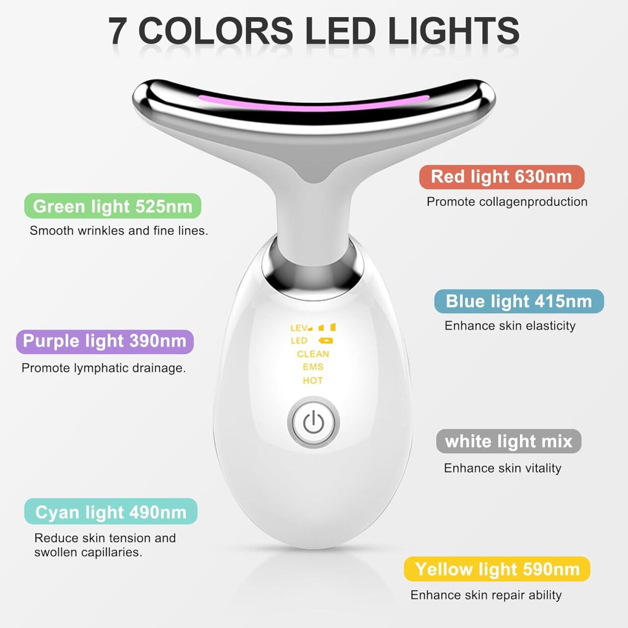 Masajeador Facial Anti Papada! 7 Modos de Luz LED🌟